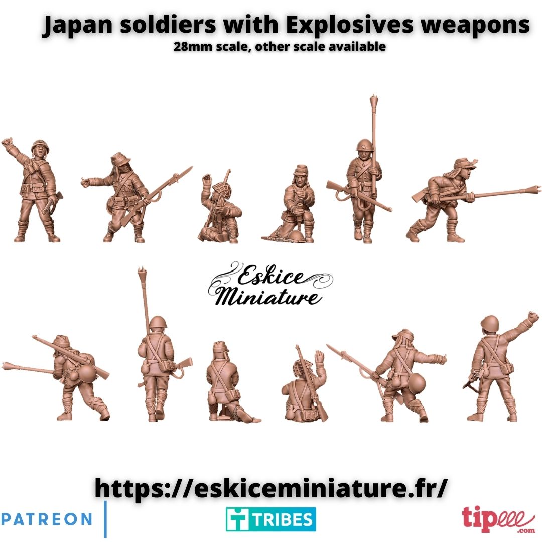 Japan soldiers with explosives weapons - 28mm